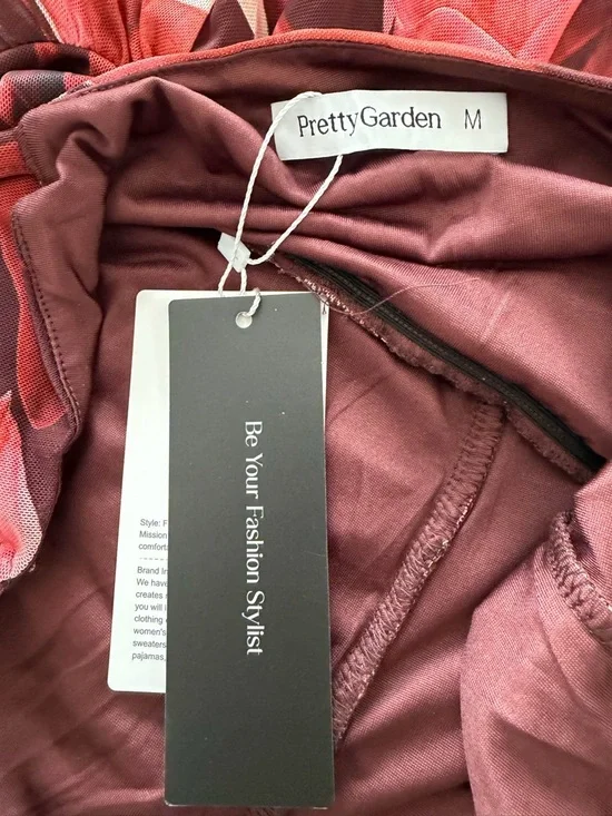 NWT Pretty Garden Brown Floral Maxi Dress with Spaghetti Straps Size M - Picture 6 of 6